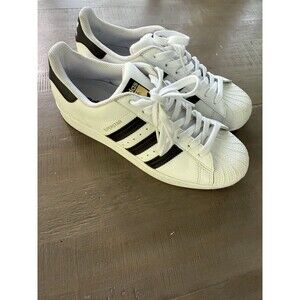 Adidas Superstar White Black Leather Shell Toe Shoes FV3284 Womens Size 9